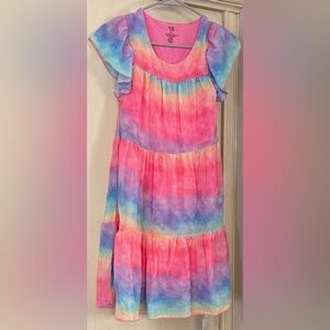 Jemma Women’s Chiffon Dress Tie-Dye Tiered Casual Dress in Pink, Blue & Purple